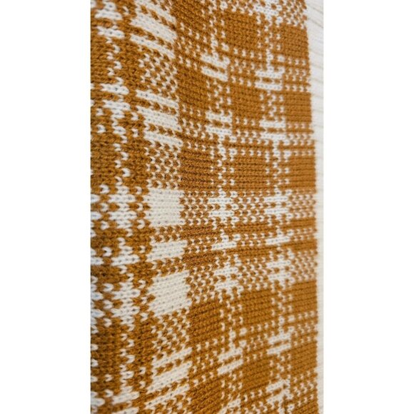 NWT Timberland Scarf OS Warm & Stylish Accessory Cream & Butterscotch Plaid Knit - Picture 1 of 8